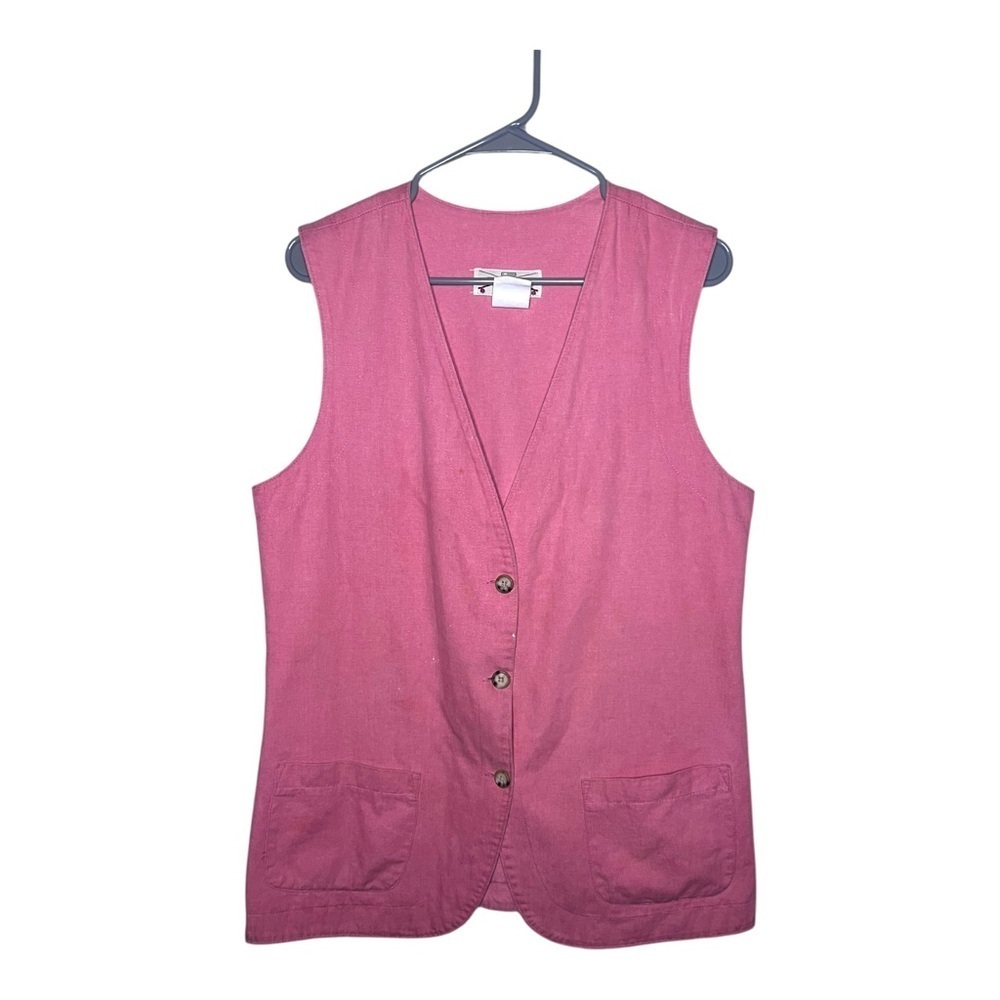Vintage Cotton Orvis Vest Dress M Pink